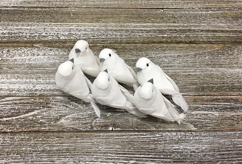 6 Decorative Artificial WHITE DOVE Birds On CLIPS Craft Embellishment Home Decor, Christmas Decorations, Wedding Birds, Hair Accessories image 7