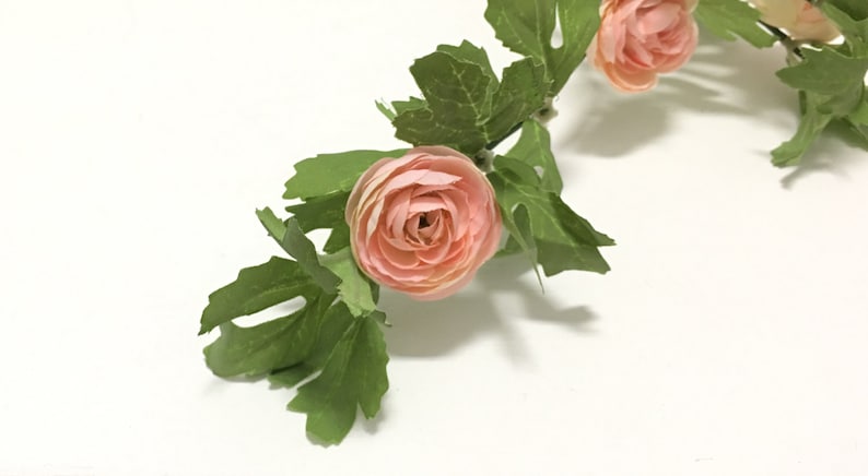Wedding Crowns Artificial Flowers 6 Ft Blush Pink Mini Ranunculus GARLAND Wedding Arbor Silk Flowers Flower Crown Wreath Nursery