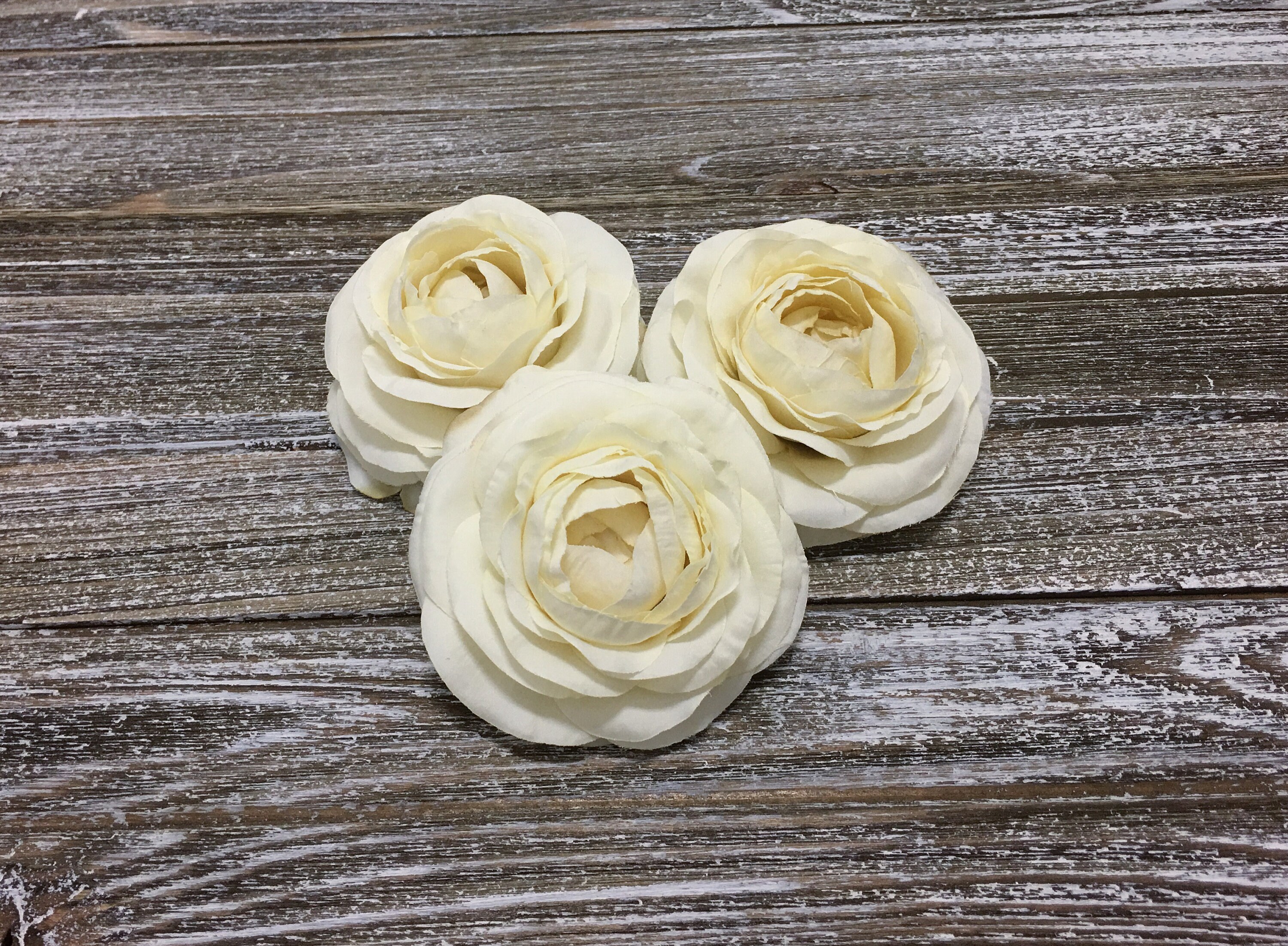 3 Cream Artificial Ranunculus Flowers3.5 Inches Artificial Etsy