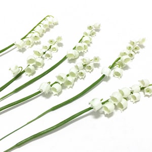 6 Plastic Lily of the Valley Flower Stems Artificial Flowers, Greenery, Filler, Wedding Flowers, Millinery, Hair Accessories, Tutu, Hat image 1