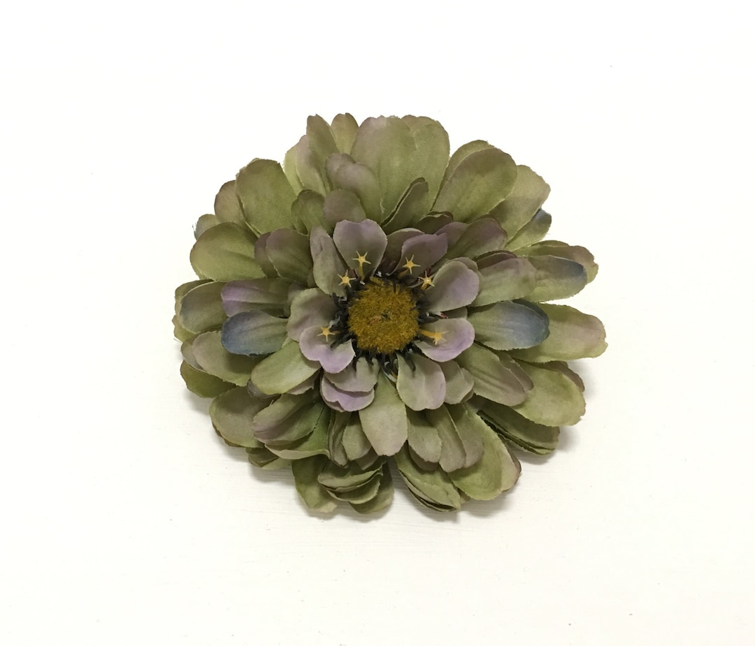 1 Jumbo Dusty Seafoam Green Artificial Zinnia Silk Flowers Etsy