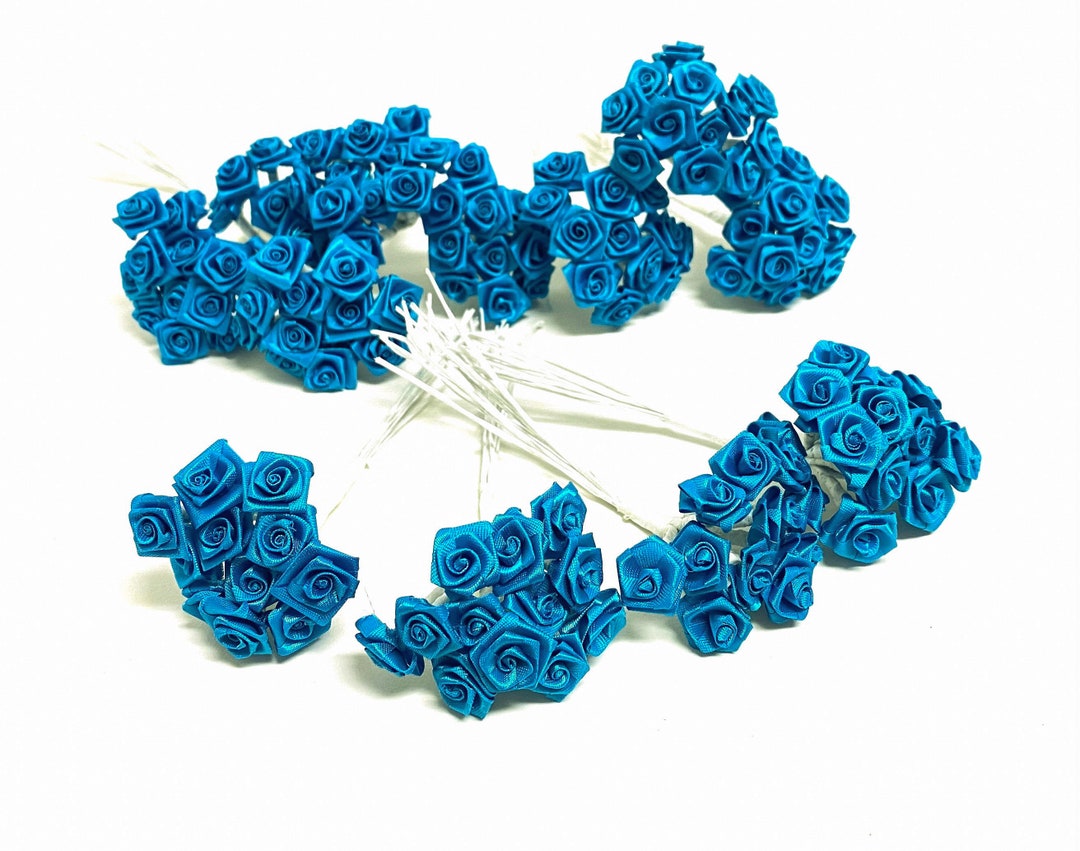 144 Tiny Turquoise Ribbon Roses - Flower Crown, Flower Letters ...