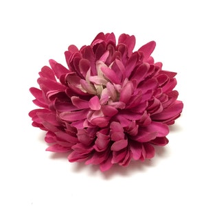 Silk Flowers One Jumbo PINK Mum on a CLIP 5.5 Inches Artificial Flowers image 2