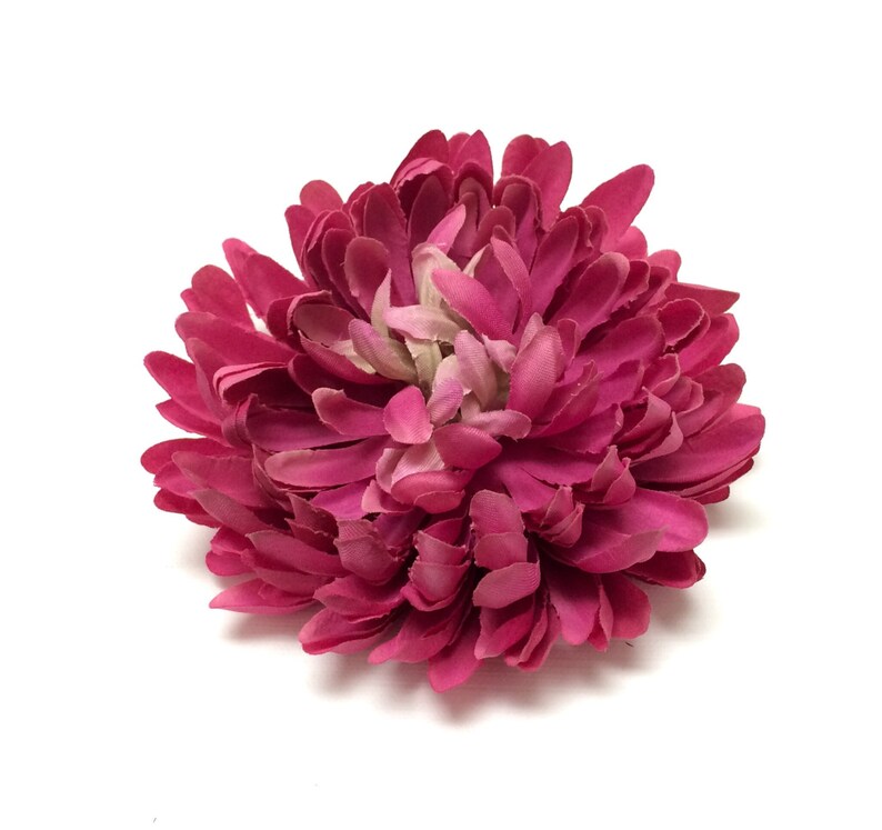 Silk Flowers One Jumbo PINK Mum on a CLIP 5.5 Inches Artificial Flowers image 2