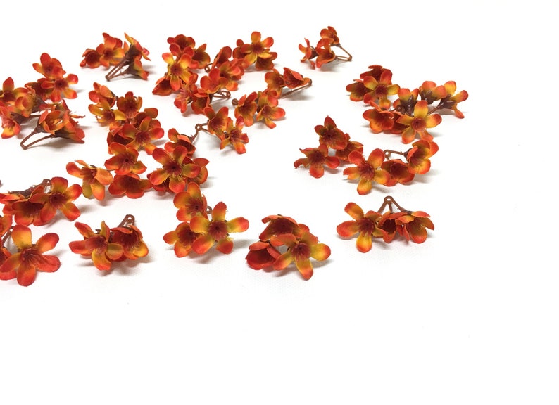 Corsage Wedding Artificial Flowers Hair Accessory Flower Crown Silk Flowers Millinery Artificial ORANGE WAXFLOWER Clusters- 35 Pieces