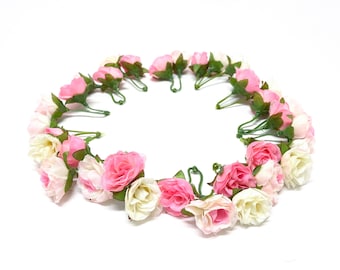 34 Tiny Artificial Sweetheart Roses in Shades of Pink and Cream - MINIATURE Roses, Flower Crown, Hair Accessories, Flower Crown, Millinery