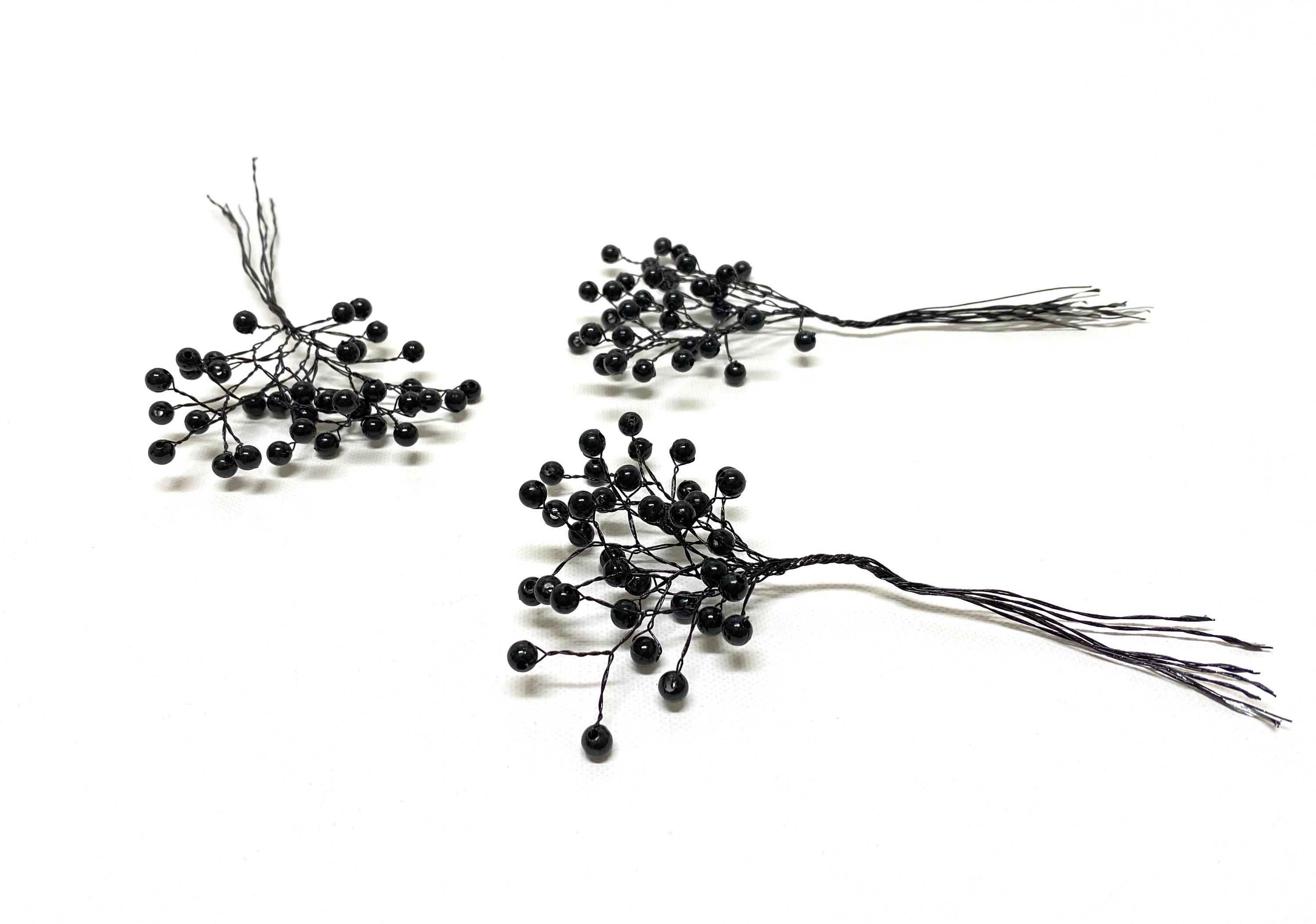 3 Sets Black Wired Bead Picks Artificial Flowers Wedding Etsy