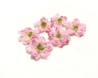 6 Artificial Delphinium Blossoms in Shades of Pink - Artificial Flowers, Silk Flowers, Flower Crown, Hair Accessories, Millinery, Tutu, Hat