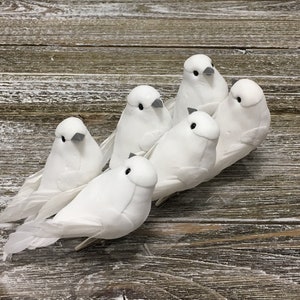 6 Decorative Artificial WHITE DOVE Birds On CLIPS Craft Embellishment Home Decor, Christmas Decorations, Wedding Birds, Hair Accessories image 6