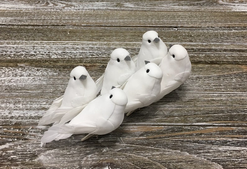 6 Decorative Artificial WHITE DOVE Birds On CLIPS Craft Embellishment Home Decor, Christmas Decorations, Wedding Birds, Hair Accessories image 6