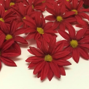 Artificial Flowers 30 Artificial RED Daisies Flower Crown, Hair Accessories image 1