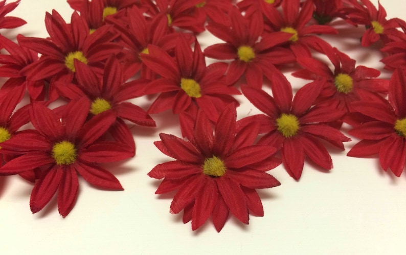 Artificial Flowers 30 Artificial RED Daisies Flower Crown, Hair Accessories image 1