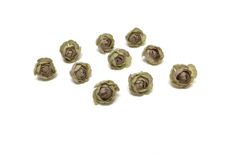 Flower Crown Millinery Hair Accessories Wedding Hat 10 Sage Green Artificial Ranunculus Buds-Artificial Flowers Circlet Silk Flowers