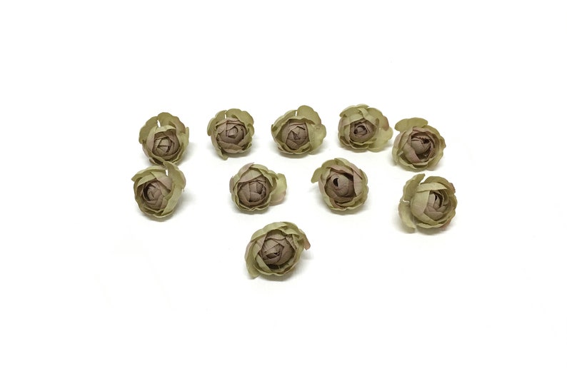 Flower Crown Millinery Hair Accessories Wedding Hat 10 Sage Green Artificial Ranunculus Buds-Artificial Flowers Circlet Silk Flowers