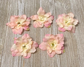 5 Artificial PINK Delphinium Blossoms - Artificial Flowers, Silk Flowers, Flower Crown, Millinery, Wedding, Hair Accessories, Tutu, DIY, Hat