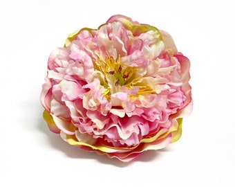 PINK Yellow Green Artificial Cabbage Peony- Artificial Flowers, Silk Flower, Hair Accessories, DIY Wedding, Flower Crown, Millinery, Bouquet