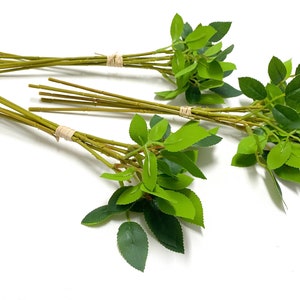 18 Artificial Flower Stems with Rose Leaves - Artificial Flowers, Silk Flowers, DIY Wedding Bouquets, Flower Arrangement, Flower Crown, Halo