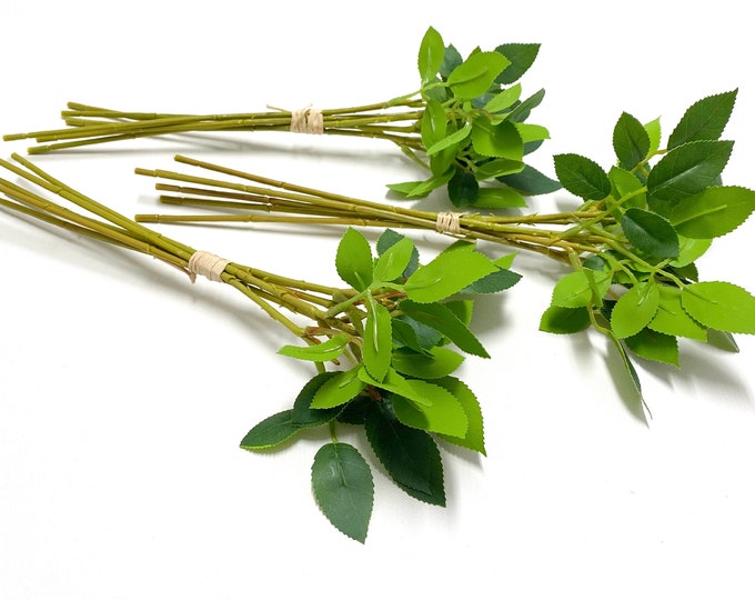 18 Artificial Flower Stems With Rose Leaves - Artificial Flowers, Silk ...