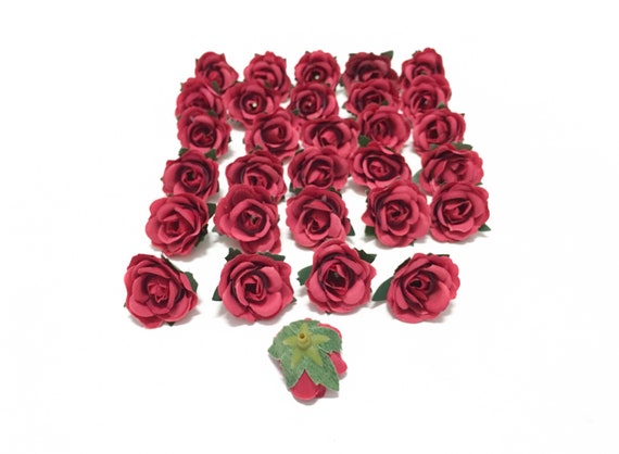 Burgundy Small Artificial Flowers Fake Dollhouse Flowers 