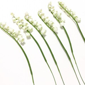 6 Plastic Lily of the Valley Flower Stems Artificial Flowers, Greenery, Filler, Wedding Flowers, Millinery, Hair Accessories, Tutu, Hat image 3