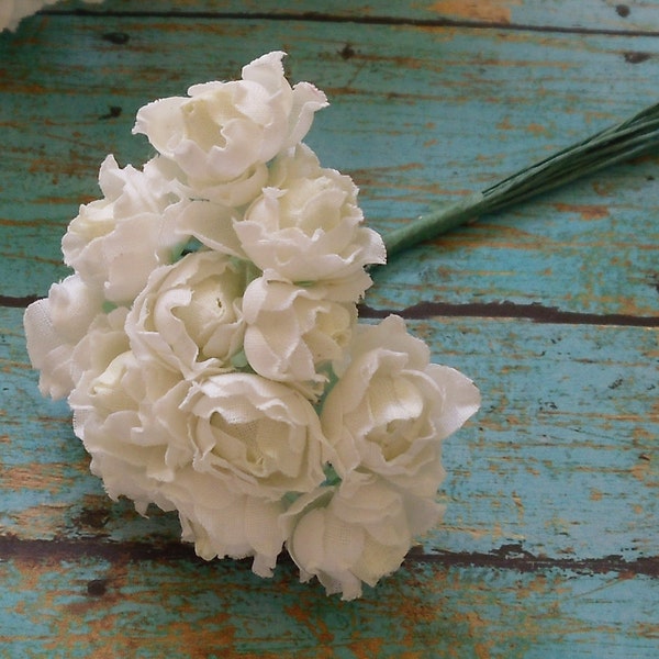 Artificial Flowers - 48 Tiny Little Creamy White Roses - VERY SMALL FLOWERS - Flower Picks