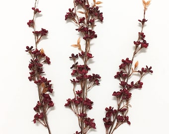 Artificial BURGUNDY Artificial Wax Flower Stems - 3 Pieces, Artificial Flowers, Flower Crown, DIY Wedding, Hair Accessories, Millinery, Hat