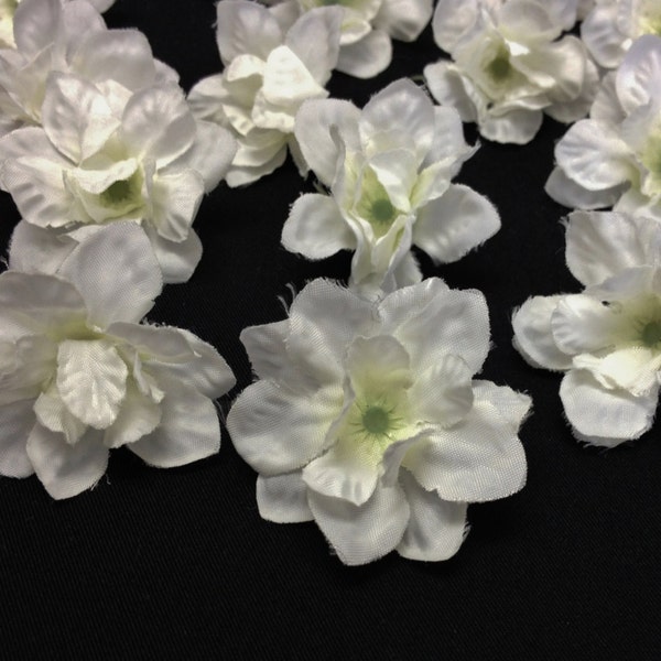 20 Cream White Artificial Delphinium Blossoms - ALMOST 1.5 Inches - Artificial Flowers, Flower Crown, Flower Letters, Hair Accessories, Tutu