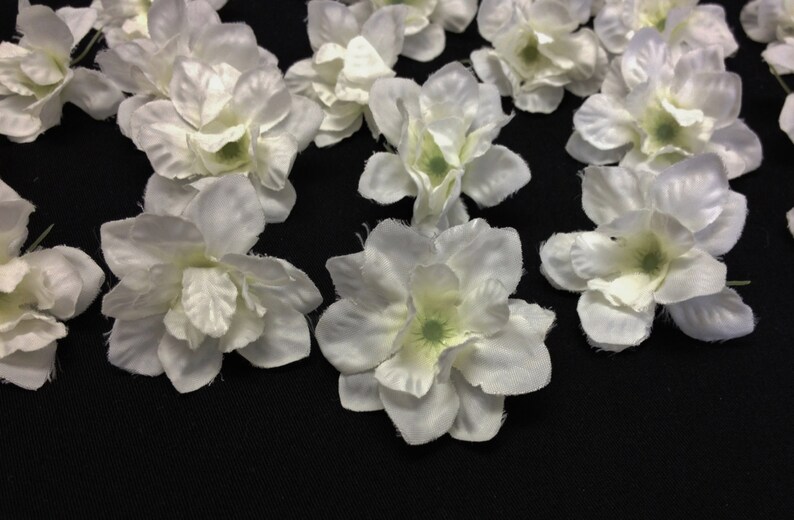 20 Cream White Artificial Delphinium Blossoms ALMOST 1.5 Inches Artificial Flowers, Flower Crown, Flower Letters, Hair Accessories, Tutu image 1