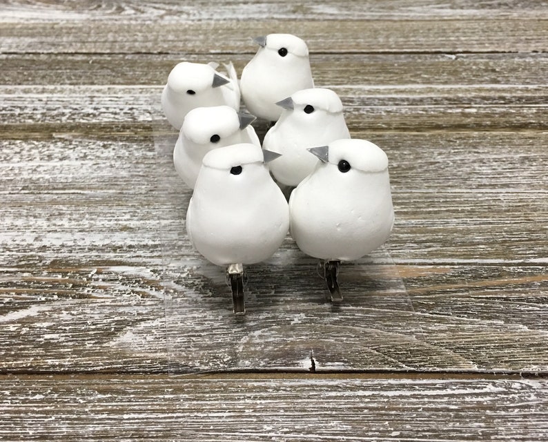 6 Decorative Artificial WHITE DOVE Birds On CLIPS Craft Embellishment Home Decor, Christmas Decorations, Wedding Birds, Hair Accessories image 3