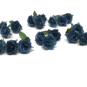 18 Mini rose BLU - Corona di fiori, fiori artificiali, fiori di seta, accessori per capelli, matrimonio fai da te, corpetto, modisteria, bouquet, tutù