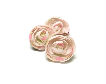 3 BLUSH PINK Artificial Ranunculus Flowers - Artificial Flowers, Silk Flowers, Wedding, Hair Accessories, Flower Crown, Flower Letters, Tutu