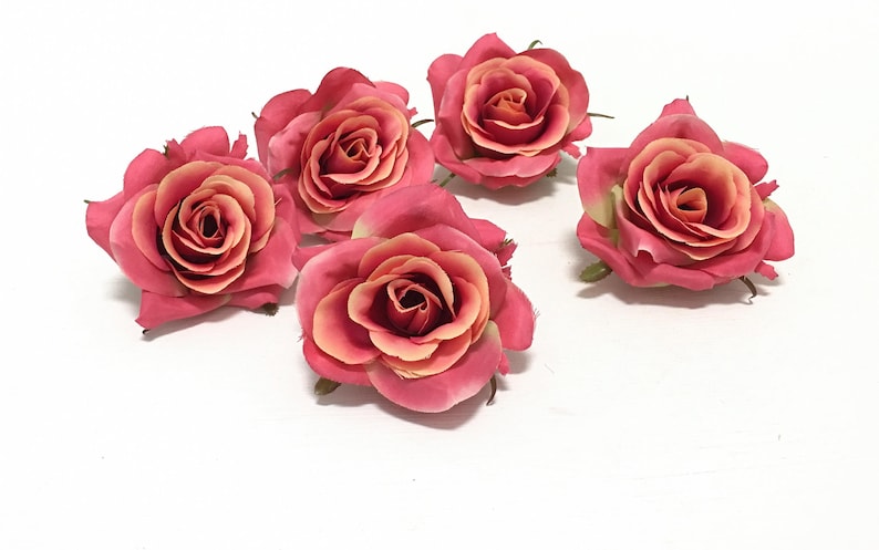 Corsage Artificial Flowers Tutu Wedding Flower Crown Hair Accessories Millinery Wreath 5 CORAL Orange Artificial Roses- Silk Flowers
