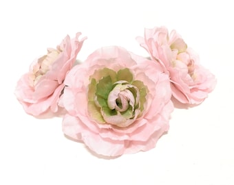 3 BLUSH PINK Artificial Ranunculus - Artificial Flowers, Silk Flowers, Wedding Flowers, Hair Accessories, Flower Crown, Millinery, Bouquet