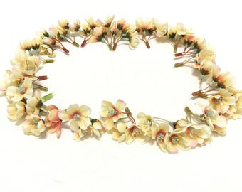 Artificial Flowers - 20 Clusters Apricot Peach Quince Blossoms - Flower Crown, Halo, Wedding Crown