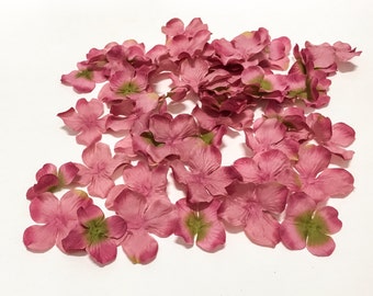 50 Artificial Mauve Green Hydrangea Blossoms - Flower Petals, Silk Flowers, Flower Crown, Artificial Flowers, Millinery, Hair Accessories