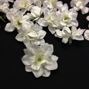 20 Cream White Artificial Delphinium Blossoms ALMOST 1.5 Inches Artificial Flowers, Flower Crown, Flower Letters, Hair Accessories, Tutu image 3