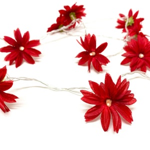Red Daisy Fairy Flower String Lights - Fairy Lights, Flower Lights, Artificial Flowers, Decorations, Wedding, Flower Arrangement