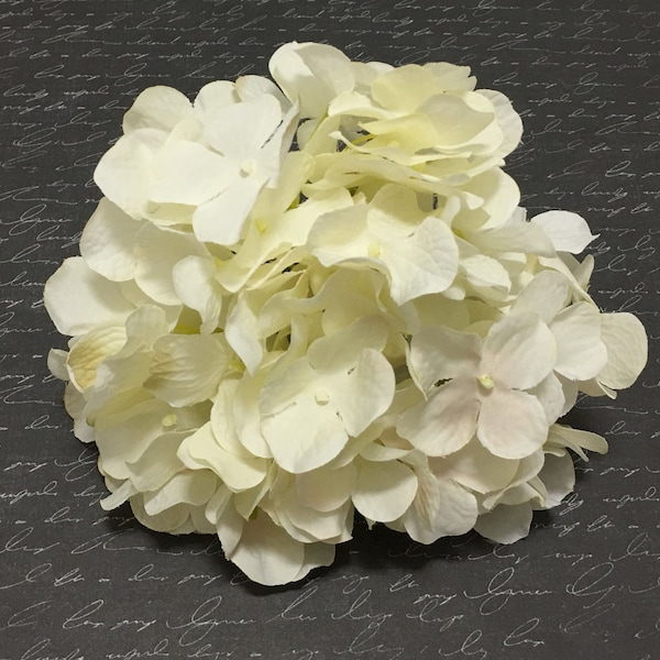 One Artificial IVORY Hydrangea Head - Artificial Flowers, Silk Flowers, Flower Crown, Hair Accessory, Wedding Flowers, Millinery, Scrapbook