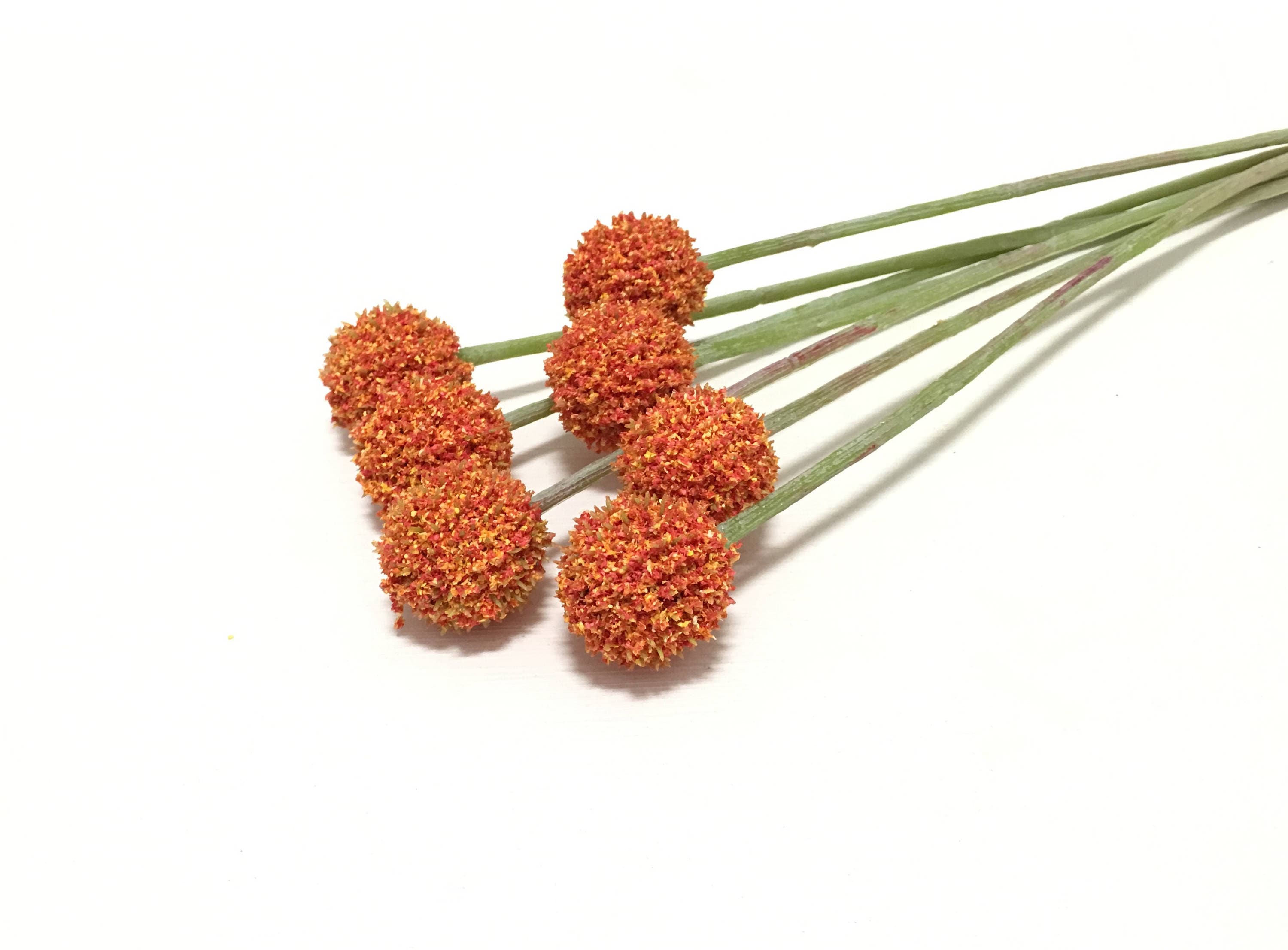 ORANGE Billy Button Spray Craspedia Artificial Flowers Etsy