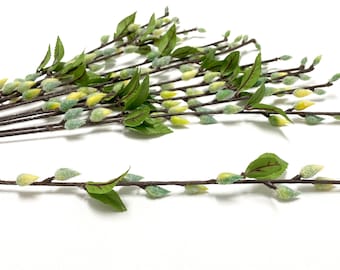 12 Artificial Green Willow Stems - Artificial Flowers, Greenery, Flower Crown, Artificial Flowers, Hair Accessories, Wreath, Millinery, Hat