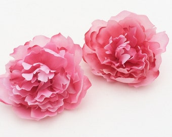 2 Watermelon Pink Artificial Peonies - Budget Flowers, Artificial Flowers, Silk Flowers, Millinery, Flower Crown, Halo, Hair Accessories