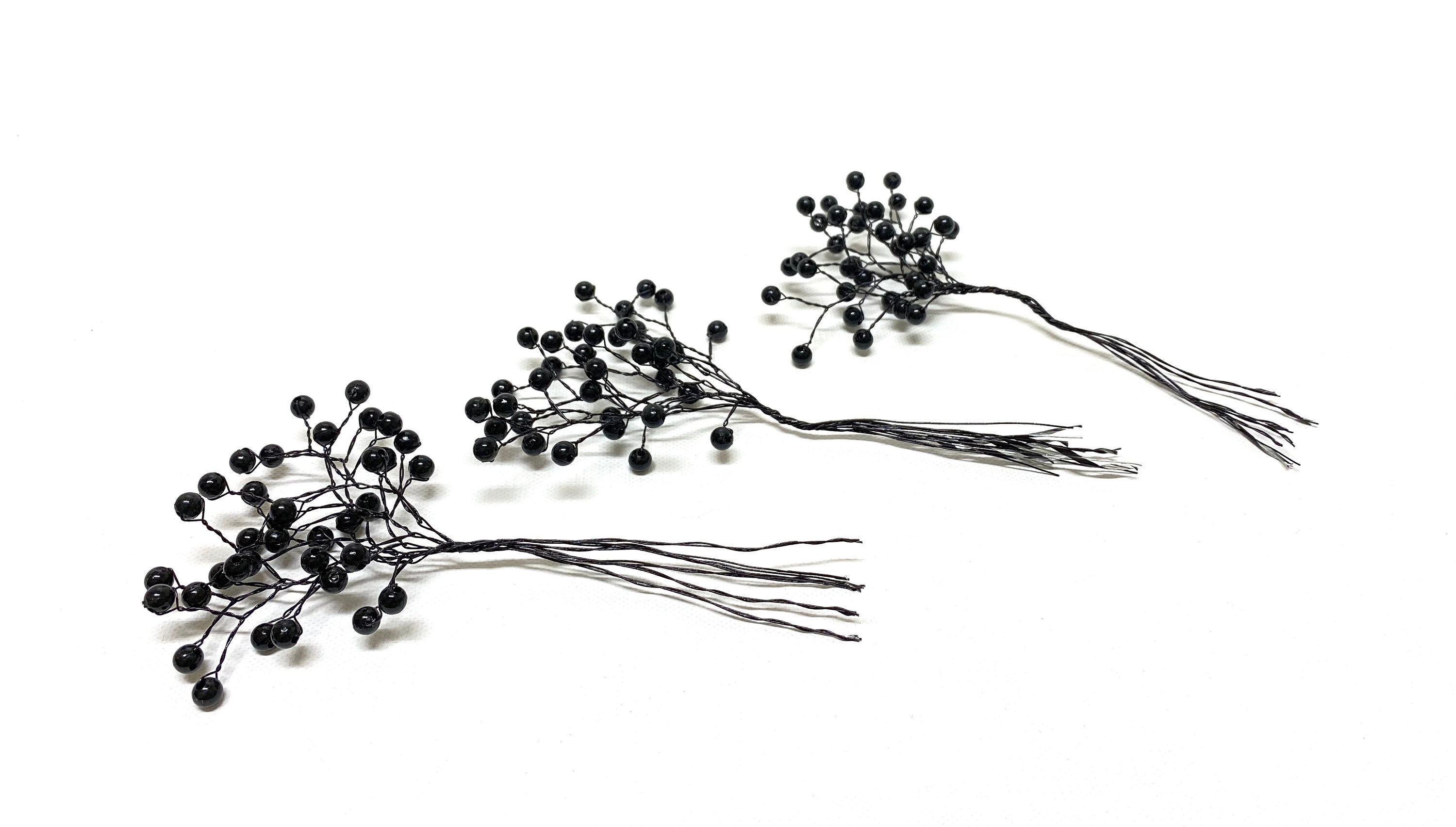 3 Sets Black Wired Bead Picks Artificial Flowers Wedding Etsy UK