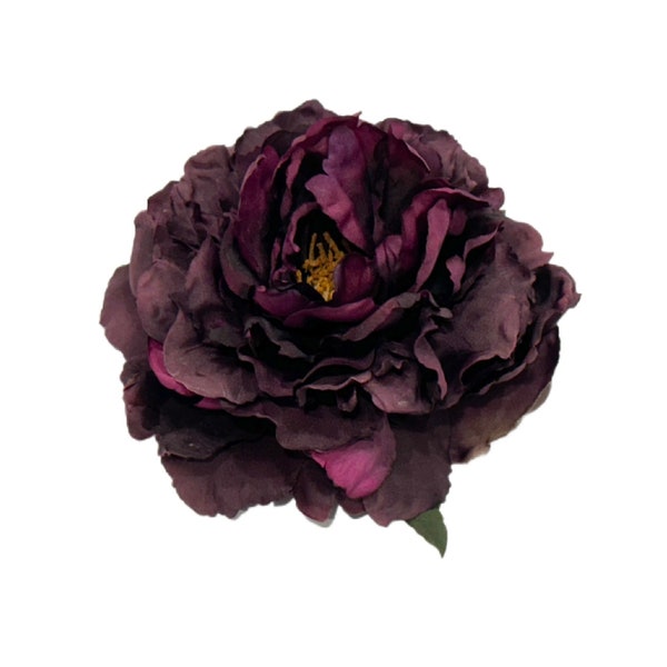 1 pivoine artificielle Jumbo aubergine violette - 6 pouces - fleurs artificielles, fleur en soie, accessoires pour cheveux, mariage, couronne de fleurs, tutu