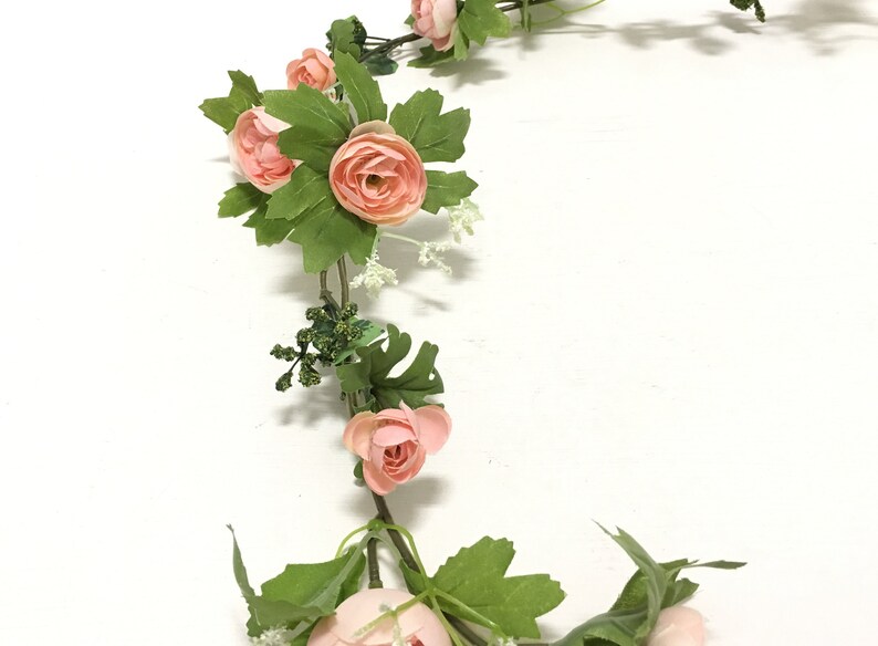 Silk Flowers Millinery Hair Accessories DIY Wedding 6 Ft Mini Pink Artificial Ranunculus Flower GARLAND- Wedding Arbor Flower Crown