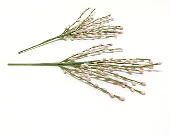 2 Light BLUSH Peachy Pink Pip Berry Picks - Flower Pick, Artificial Flowers, Flower Crown, Pepper Berries, Rice Berries, Hair Accessory