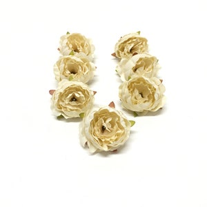 7 IVORY Artificial Mini Peonies-Flores artificiales, flores de seda, boda, accesorios para el cabello, corona de flores, sombrerería, ramillete, carta de flores