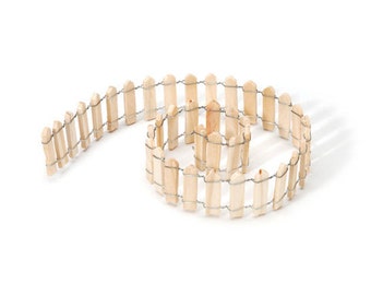 Miniature UNFINISHED Wooden Picket Fence 18 x 1 Inch - for Fairy Gardens, Doll Houses