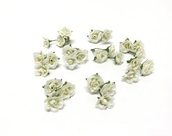 27 Tiny Off White Artificial Mini Roses - Artificial Flowers, Silk Flowers, Flower Crown, Wedding, Millinery, Hair Accessories, Favors, Halo
