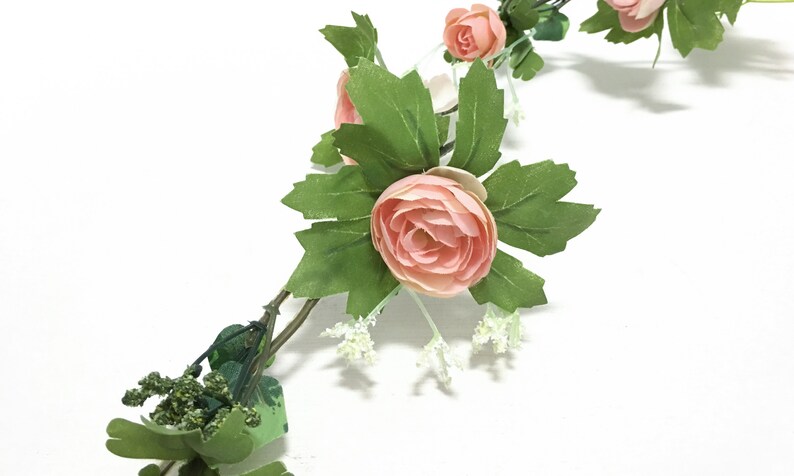 Silk Flowers Millinery Hair Accessories DIY Wedding 6 Ft Mini Pink Artificial Ranunculus Flower GARLAND- Wedding Arbor Flower Crown