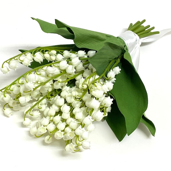 Bouquet artificiel de muguet crème 11 pouces - Fleurs de mariage, bouquet, fleurs artificielles, fleurs en soie, couronne de fleurs, pince à cheveux